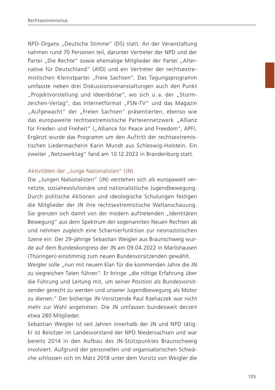Seite 107 des Verfassungsschutzbericht 2022 Niedersachsen