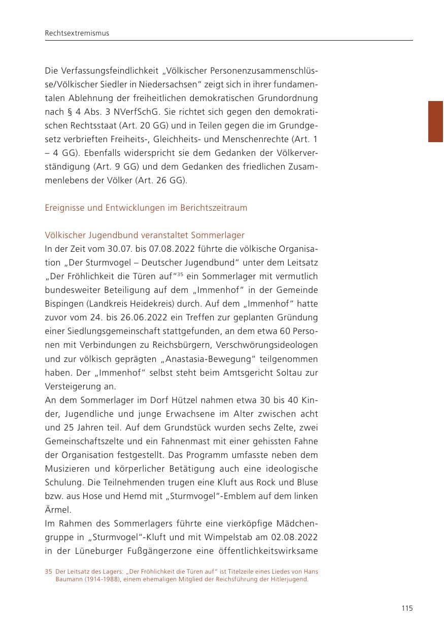 Seite 117 des Verfassungsschutzbericht 2022 Niedersachsen