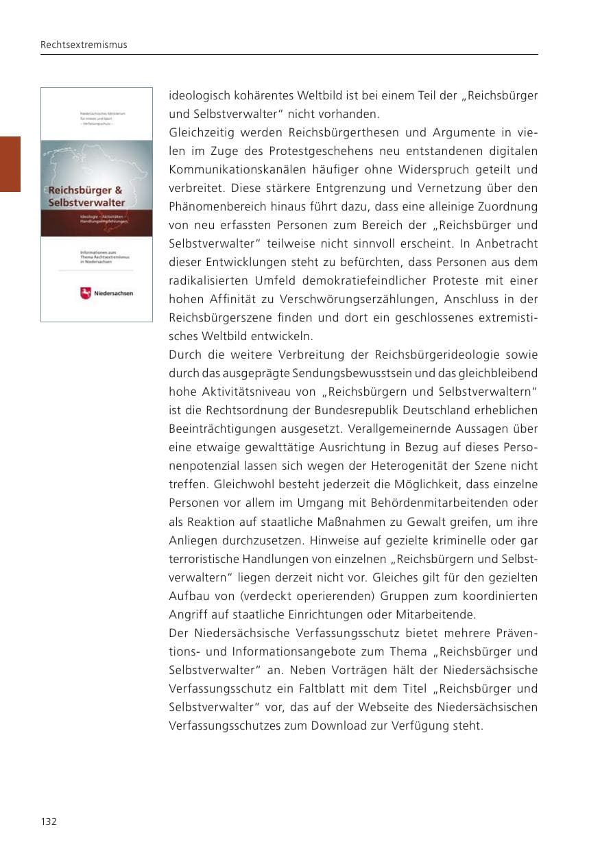 Seite 134 des Verfassungsschutzbericht 2022 Niedersachsen