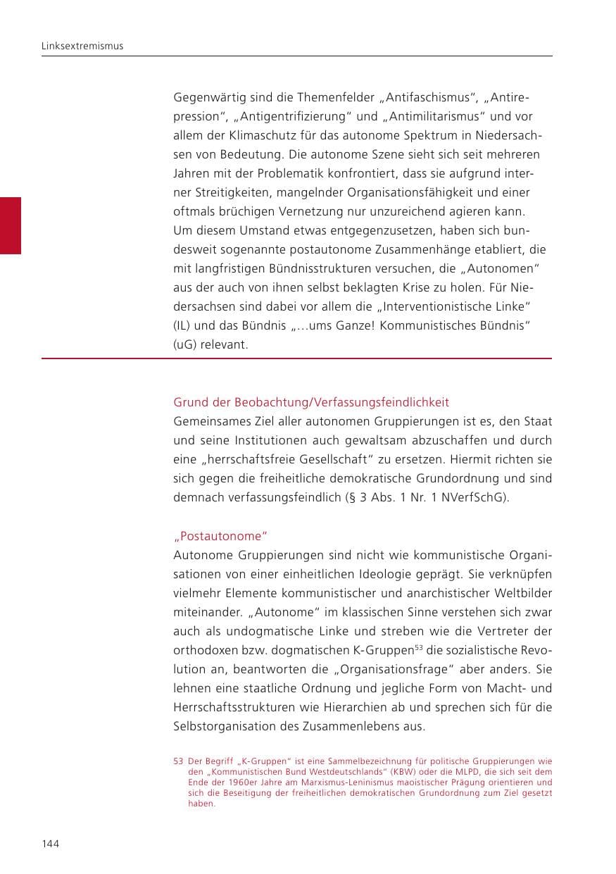 Seite 146 des Verfassungsschutzbericht 2022 Niedersachsen