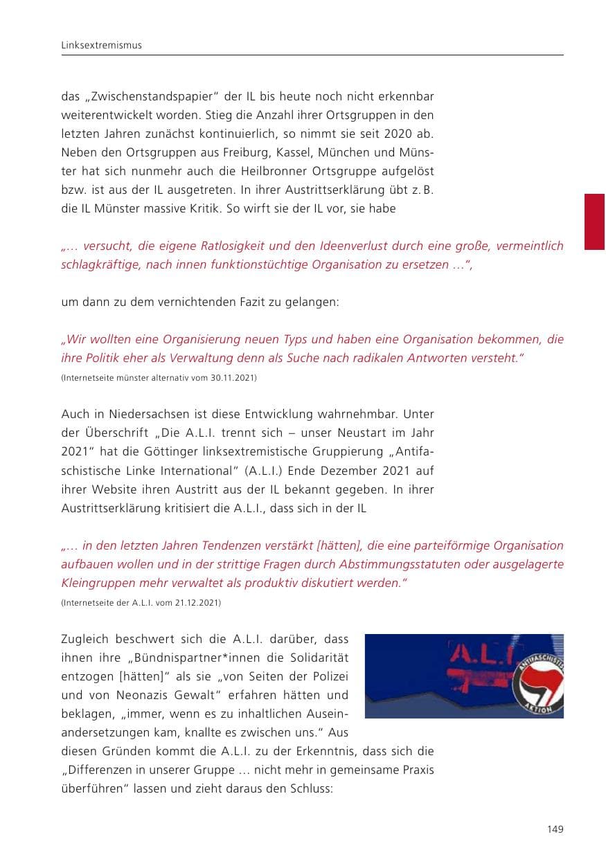 Seite 151 des Verfassungsschutzbericht 2022 Niedersachsen