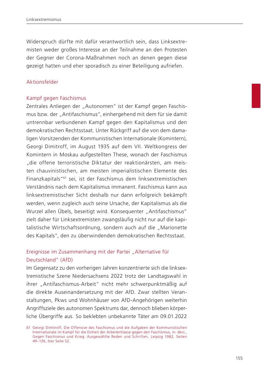 Seite 157 des Verfassungsschutzbericht 2022 Niedersachsen