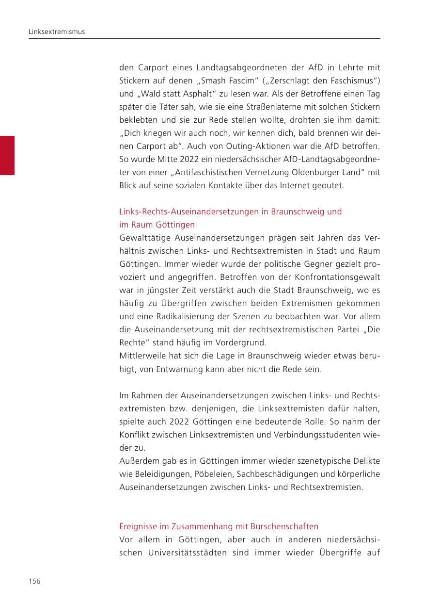 Seite 158 des Verfassungsschutzbericht 2022 Niedersachsen
