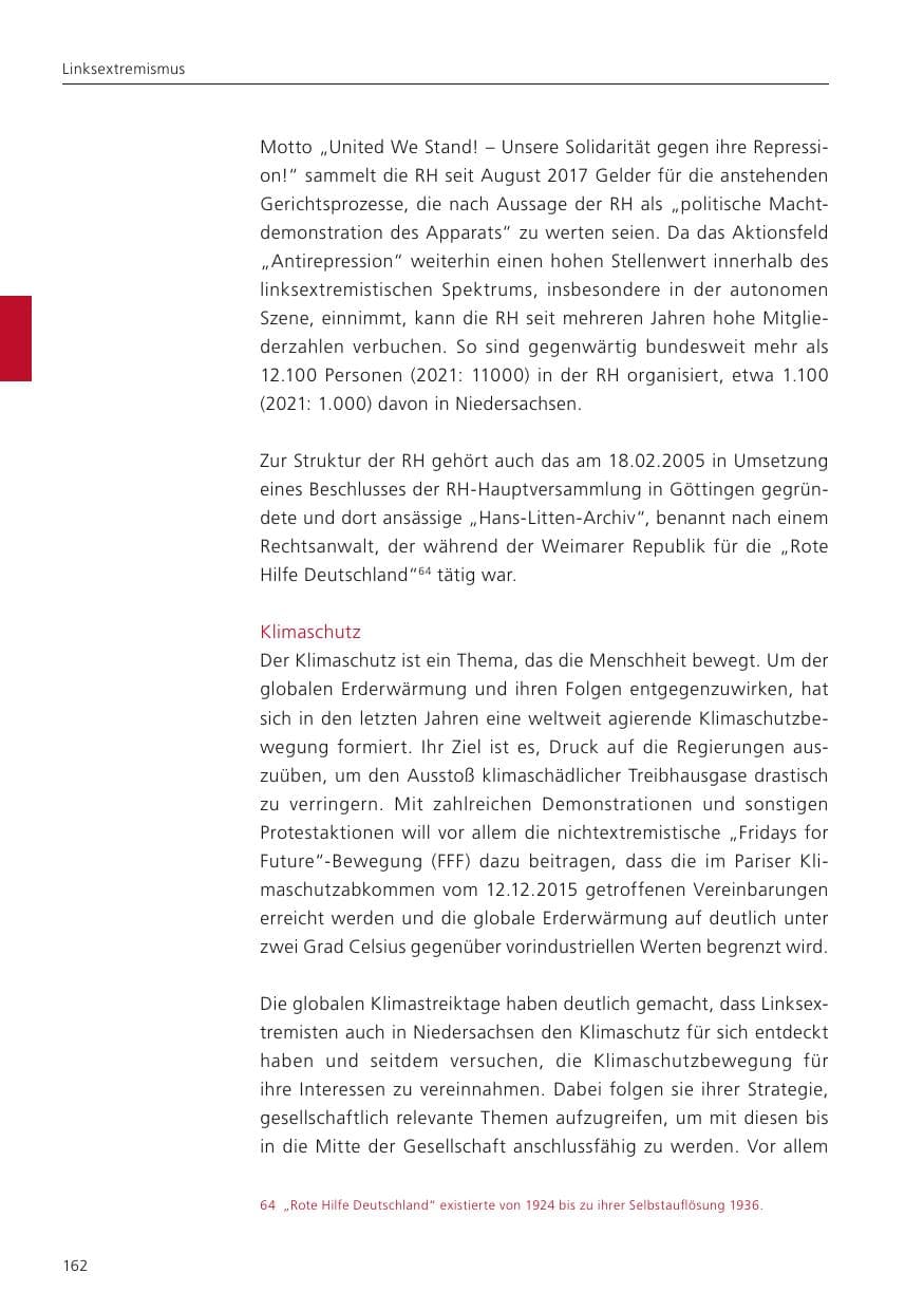 Seite 164 des Verfassungsschutzbericht 2022 Niedersachsen