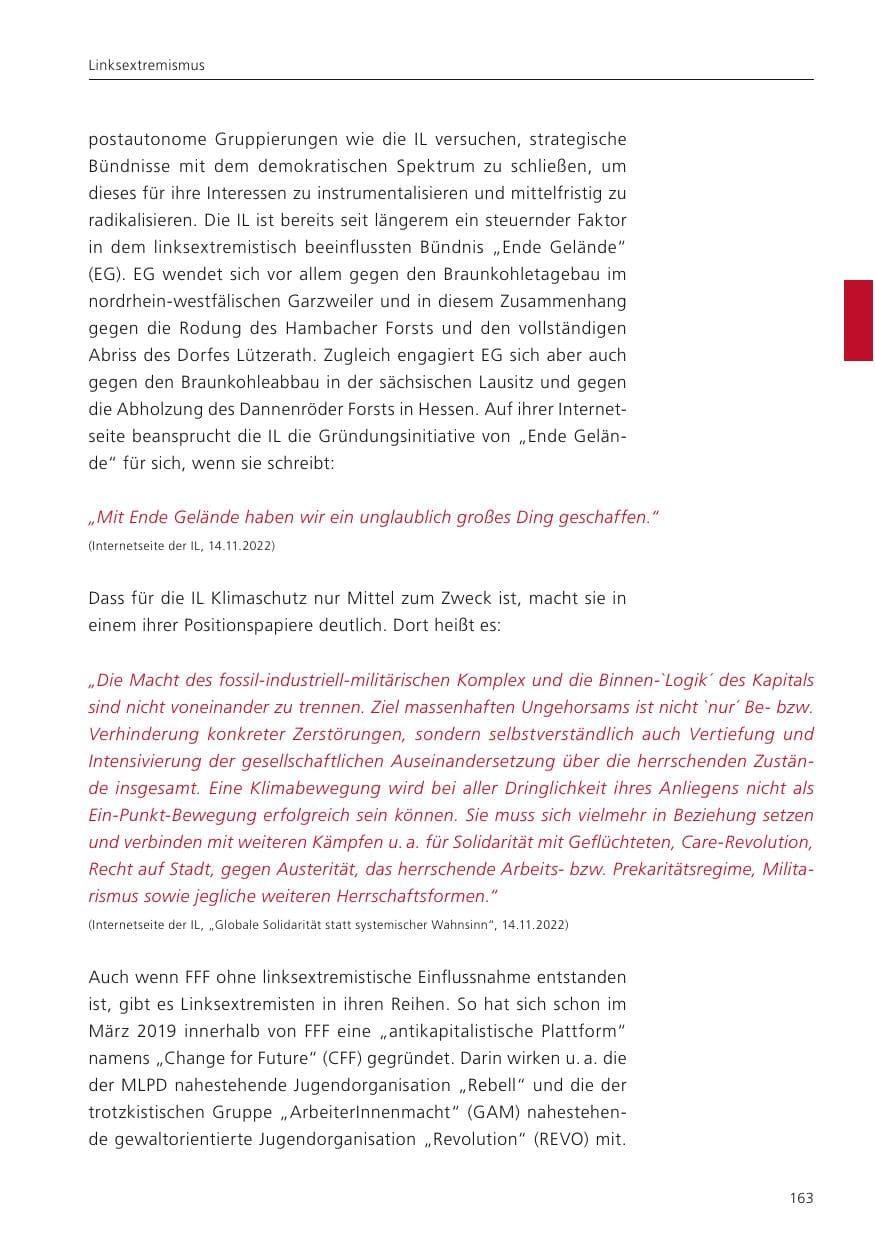 Seite 165 des Verfassungsschutzbericht 2022 Niedersachsen
