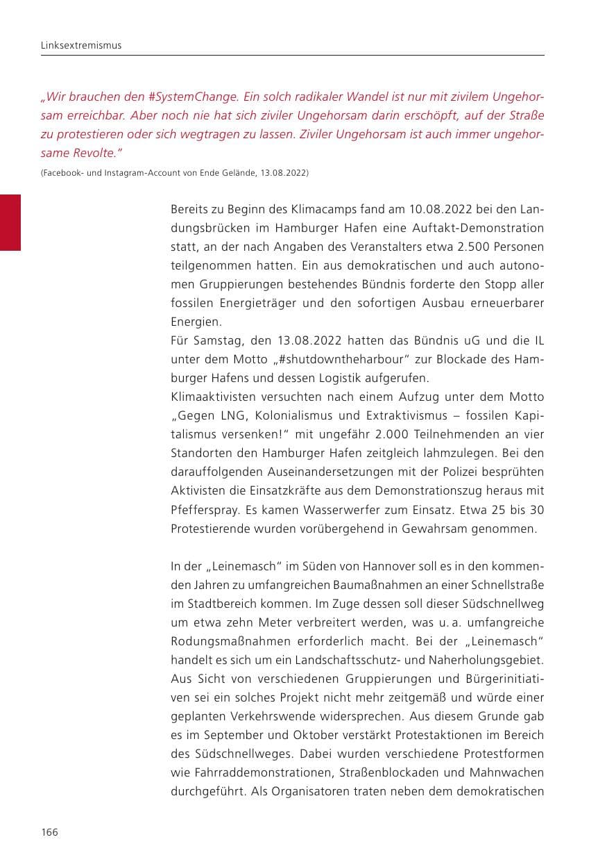 Seite 168 des Verfassungsschutzbericht 2022 Niedersachsen