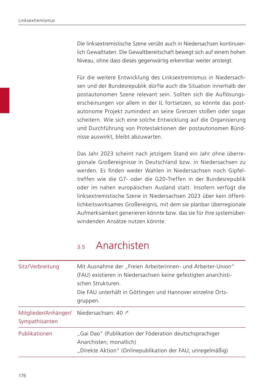 Seite 178 des Verfassungsschutzbericht 2022 Niedersachsen