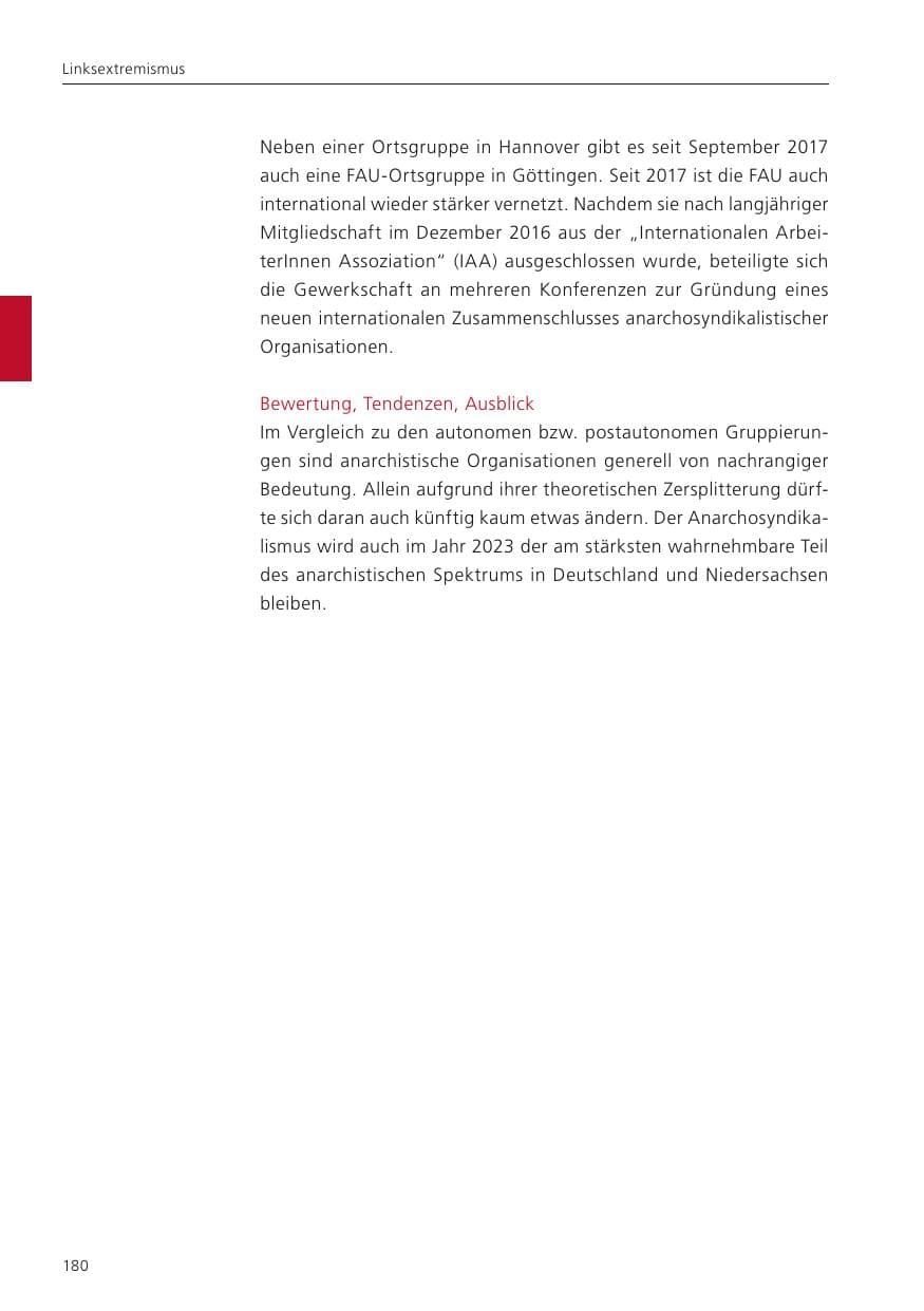 Seite 182 des Verfassungsschutzbericht 2022 Niedersachsen