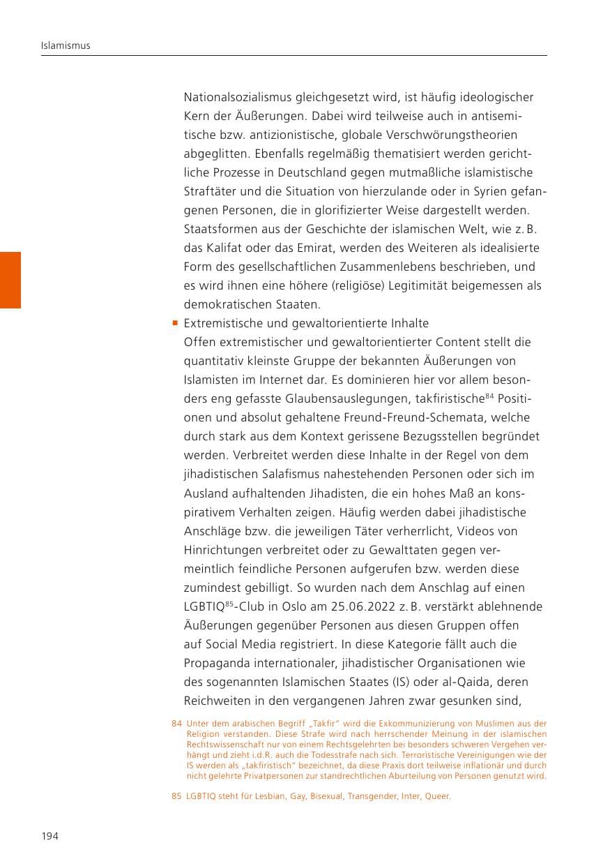 Seite 196 des Verfassungsschutzbericht 2022 Niedersachsen