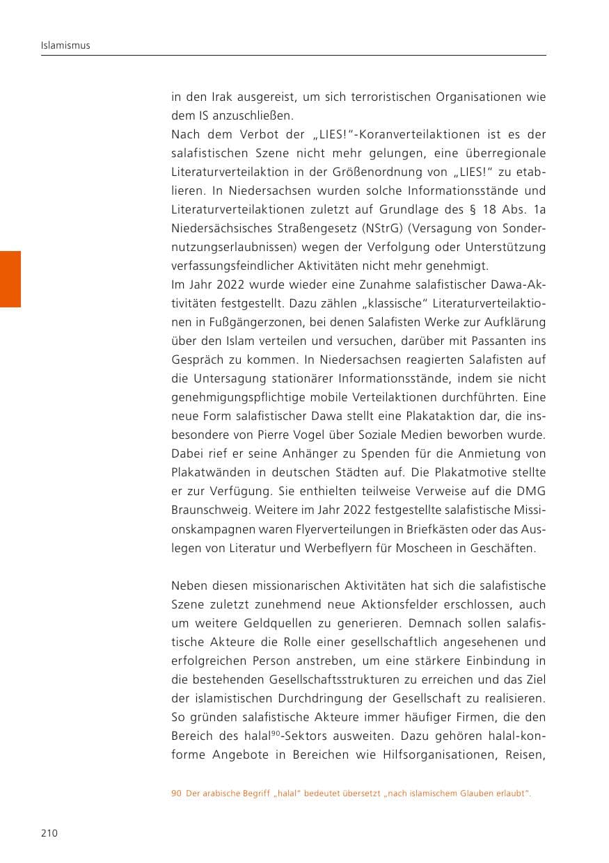 Seite 212 des Verfassungsschutzbericht 2022 Niedersachsen