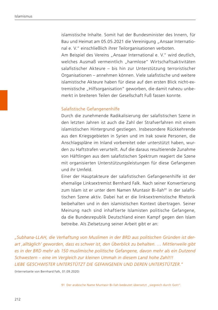 Seite 214 des Verfassungsschutzbericht 2022 Niedersachsen
