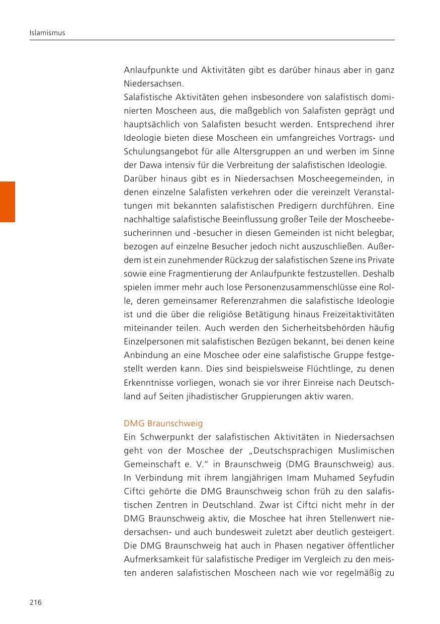 Seite 218 des Verfassungsschutzbericht 2022 Niedersachsen