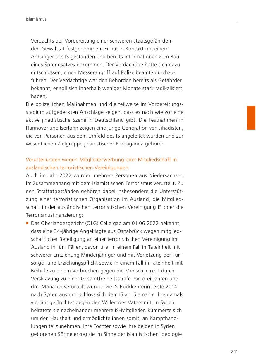Seite 243 des Verfassungsschutzbericht 2022 Niedersachsen