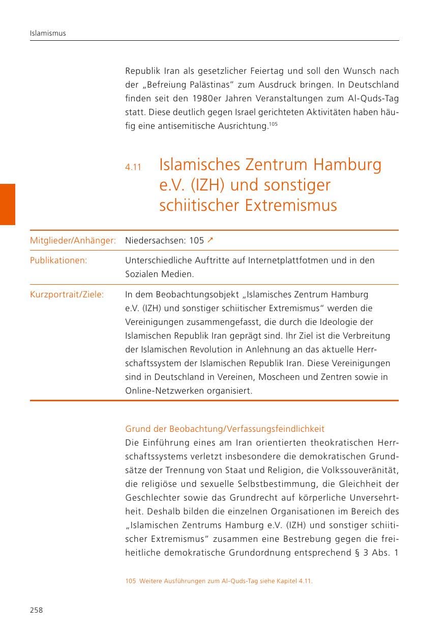 Seite 260 des Verfassungsschutzbericht 2022 Niedersachsen