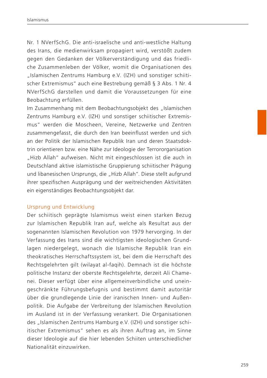 Seite 261 des Verfassungsschutzbericht 2022 Niedersachsen