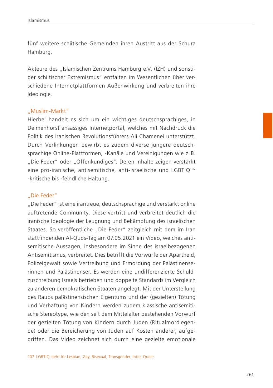 Seite 263 des Verfassungsschutzbericht 2022 Niedersachsen