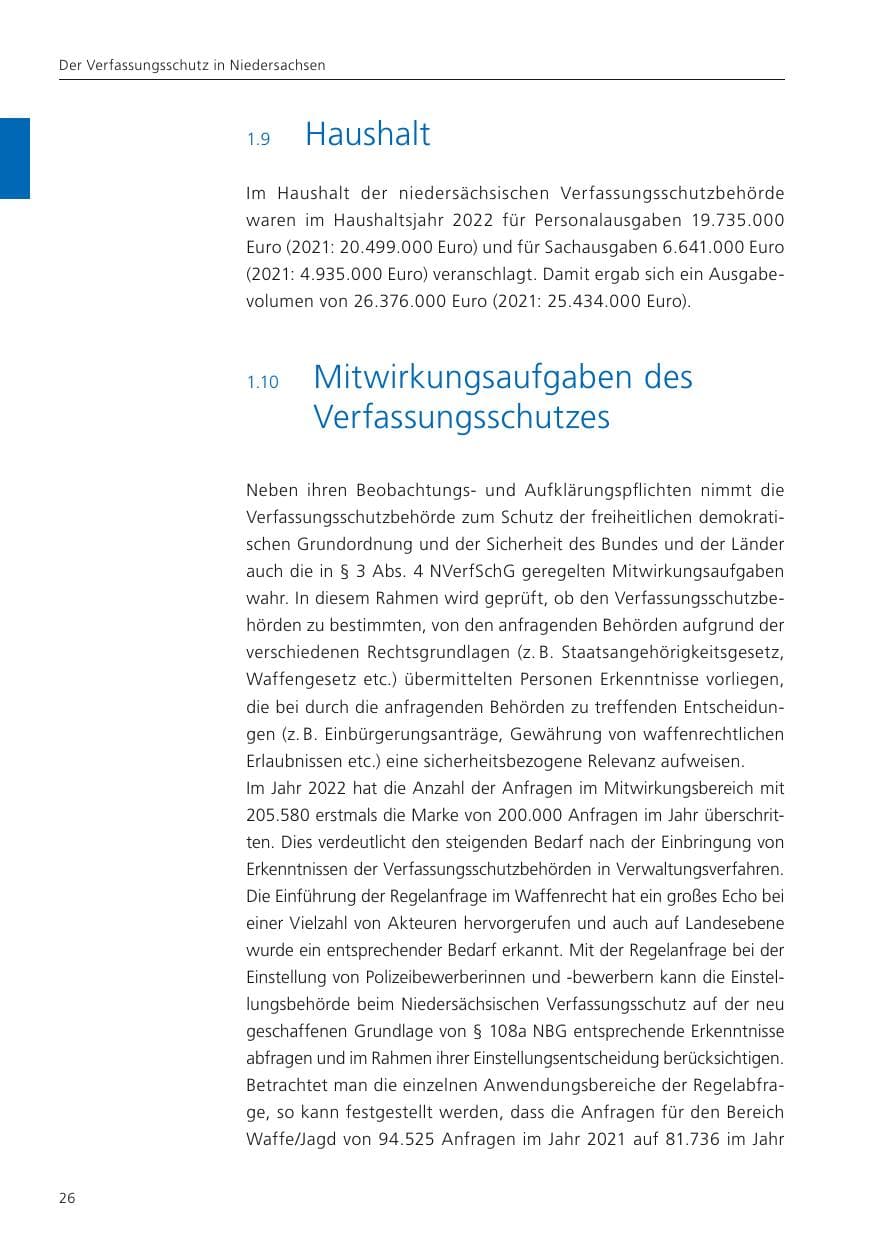 Seite 28 des Verfassungsschutzbericht 2022 Niedersachsen