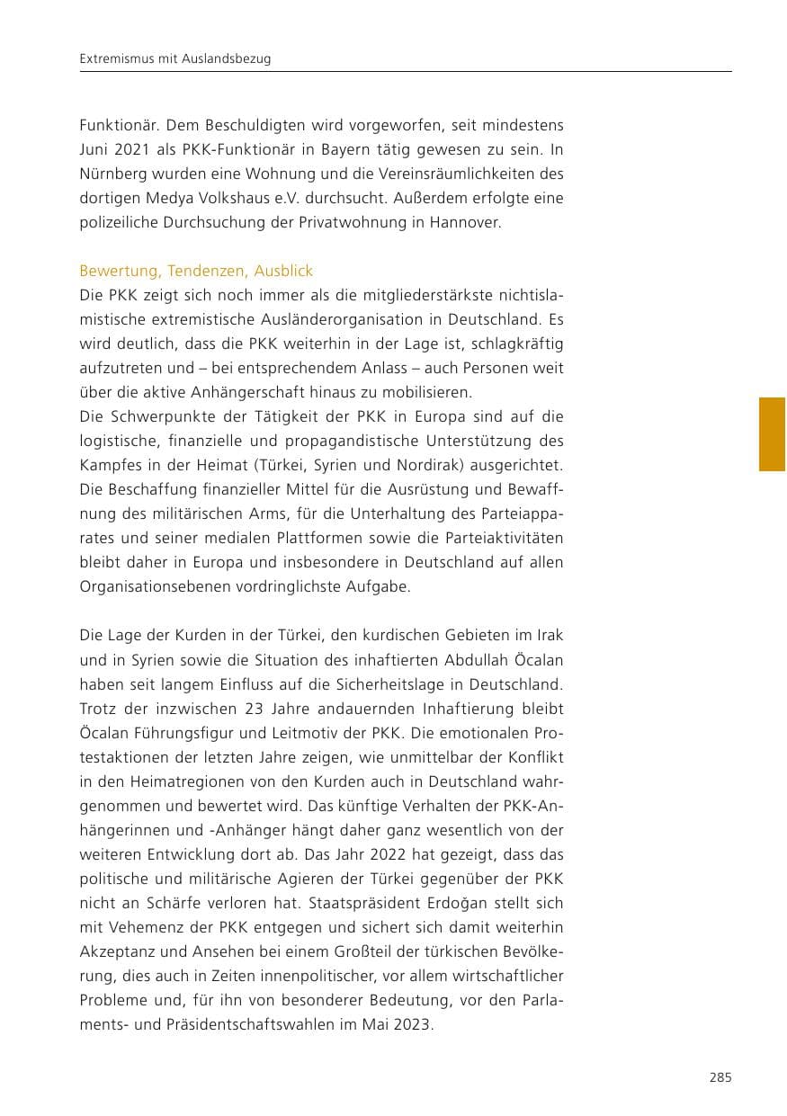 Seite 287 des Verfassungsschutzbericht 2022 Niedersachsen