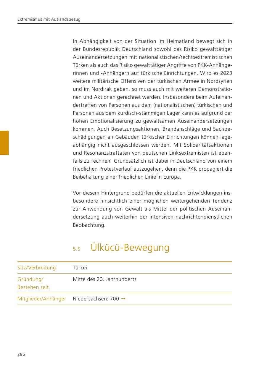 Seite 288 des Verfassungsschutzbericht 2022 Niedersachsen