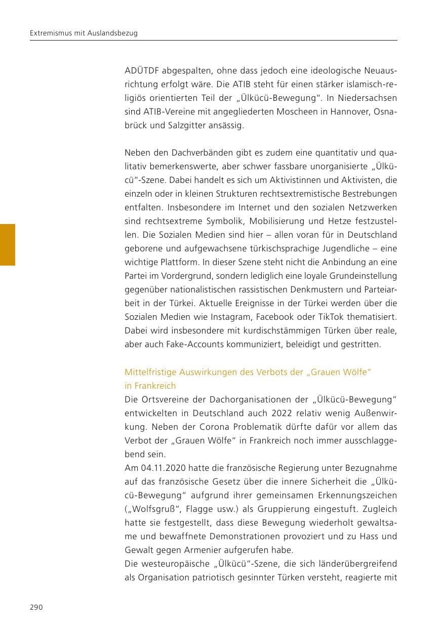 Seite 292 des Verfassungsschutzbericht 2022 Niedersachsen