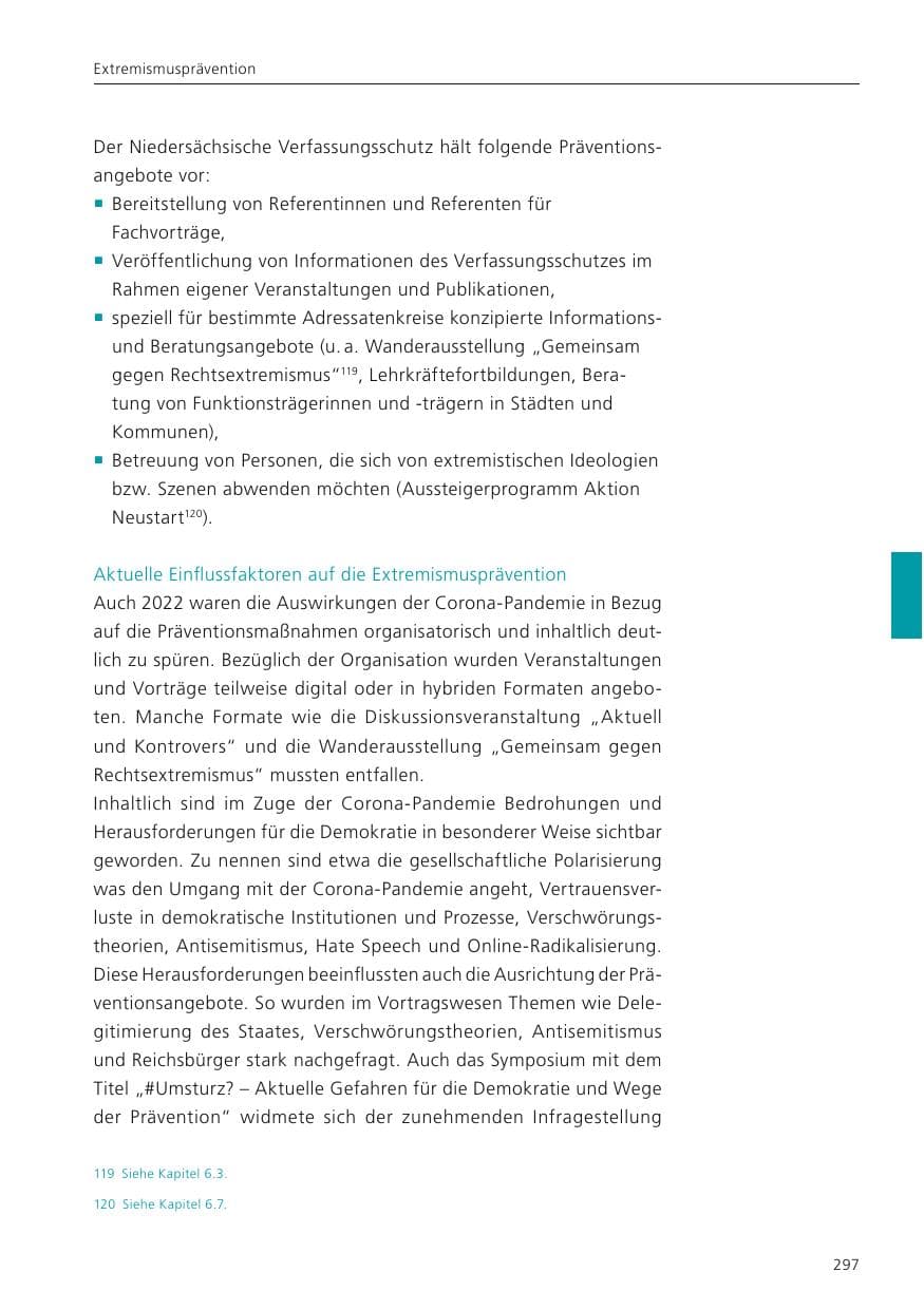 Seite 299 des Verfassungsschutzbericht 2022 Niedersachsen