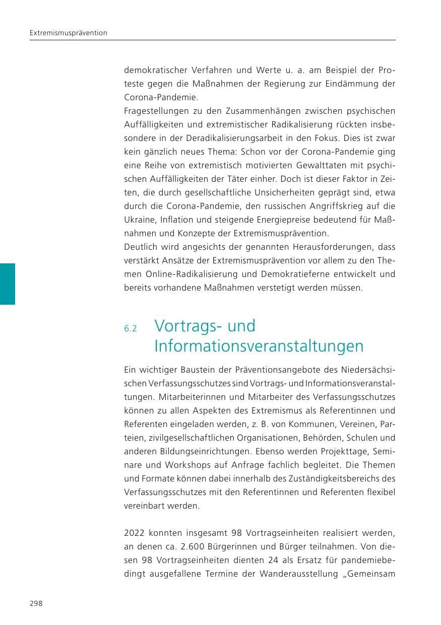 Seite 300 des Verfassungsschutzbericht 2022 Niedersachsen