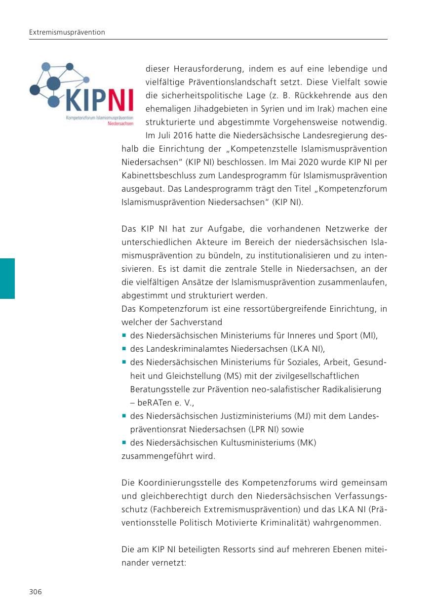 Seite 308 des Verfassungsschutzbericht 2022 Niedersachsen
