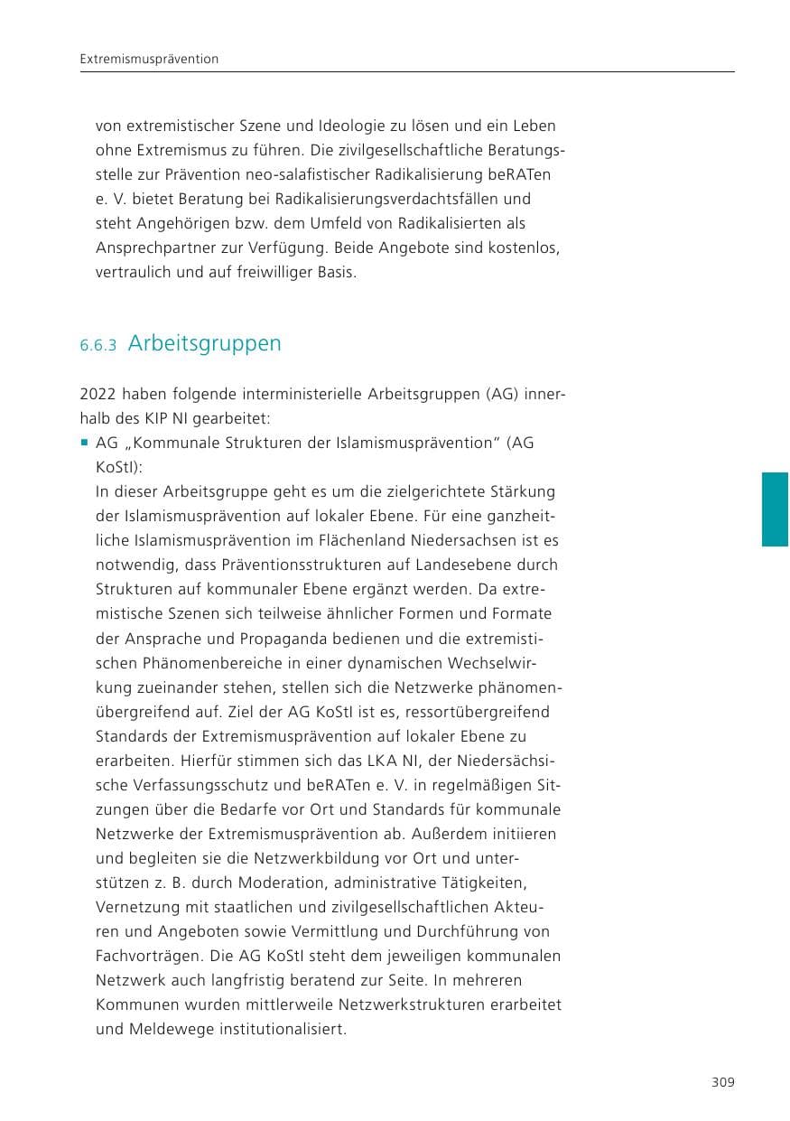 Seite 311 des Verfassungsschutzbericht 2022 Niedersachsen