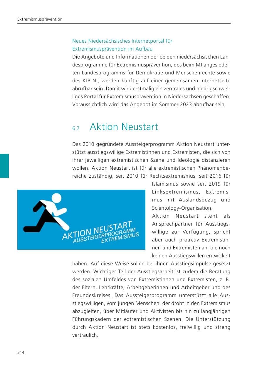 Seite 316 des Verfassungsschutzbericht 2022 Niedersachsen