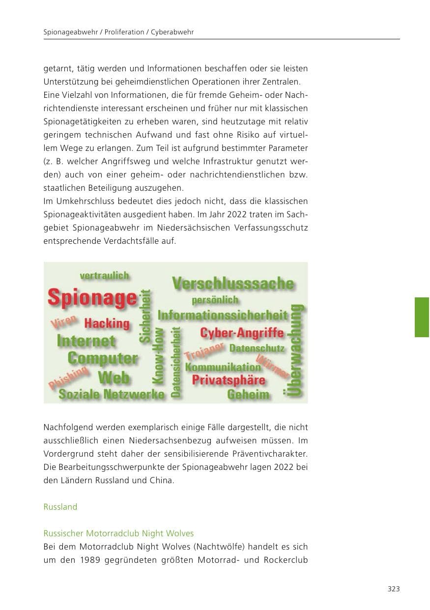 Seite 325 des Verfassungsschutzbericht 2022 Niedersachsen
