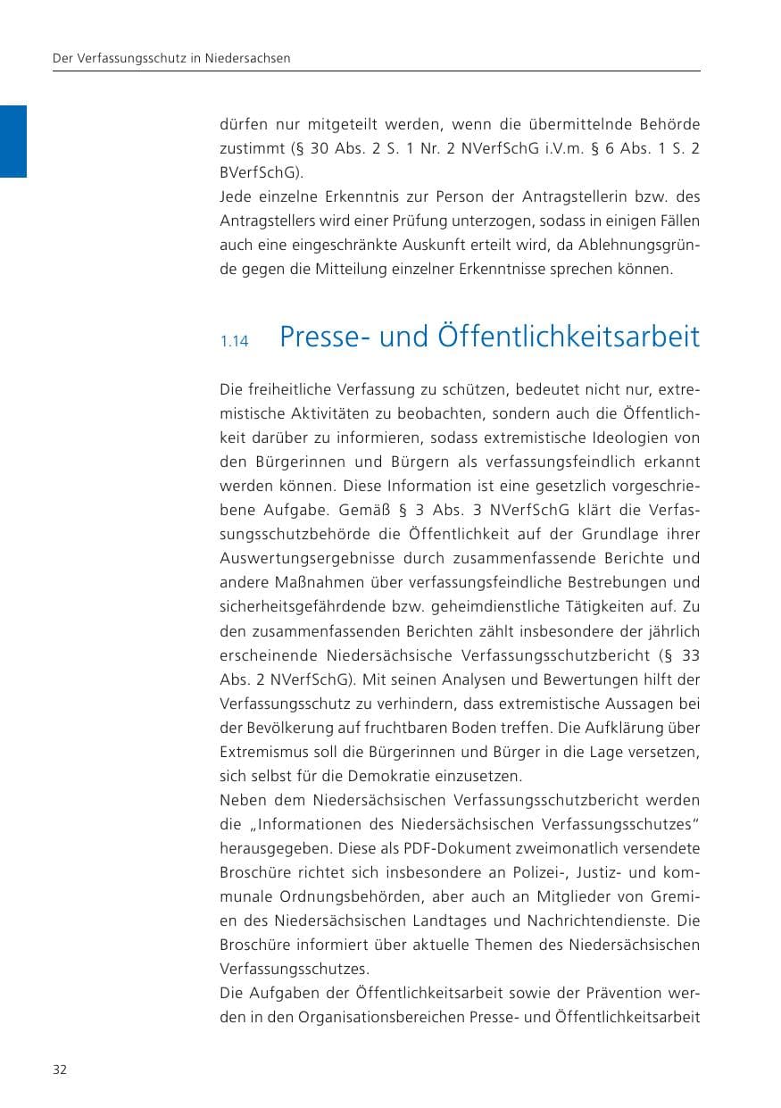 Seite 34 des Verfassungsschutzbericht 2022 Niedersachsen