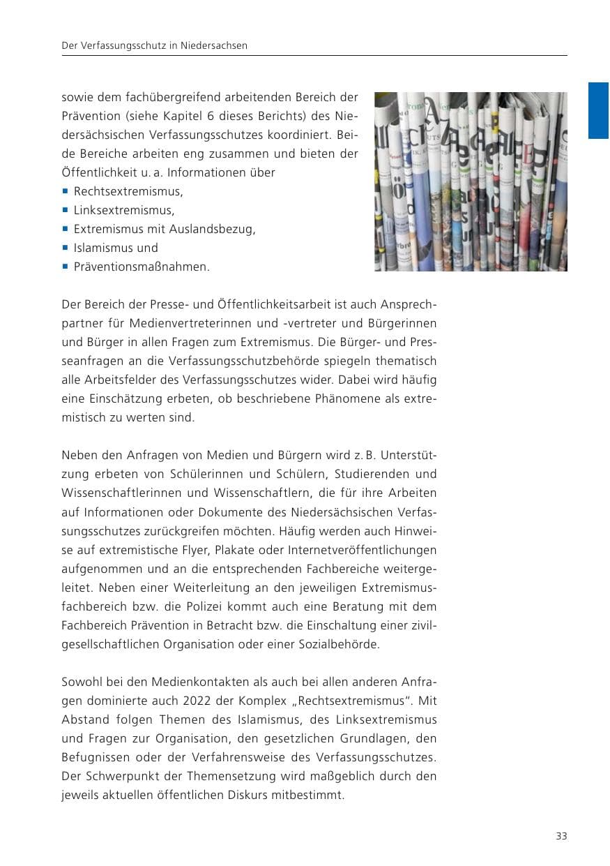 Seite 35 des Verfassungsschutzbericht 2022 Niedersachsen