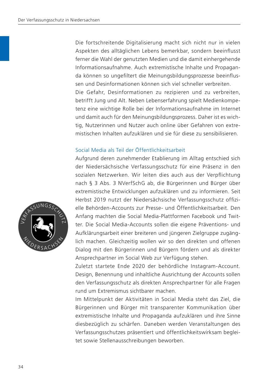 Seite 36 des Verfassungsschutzbericht 2022 Niedersachsen