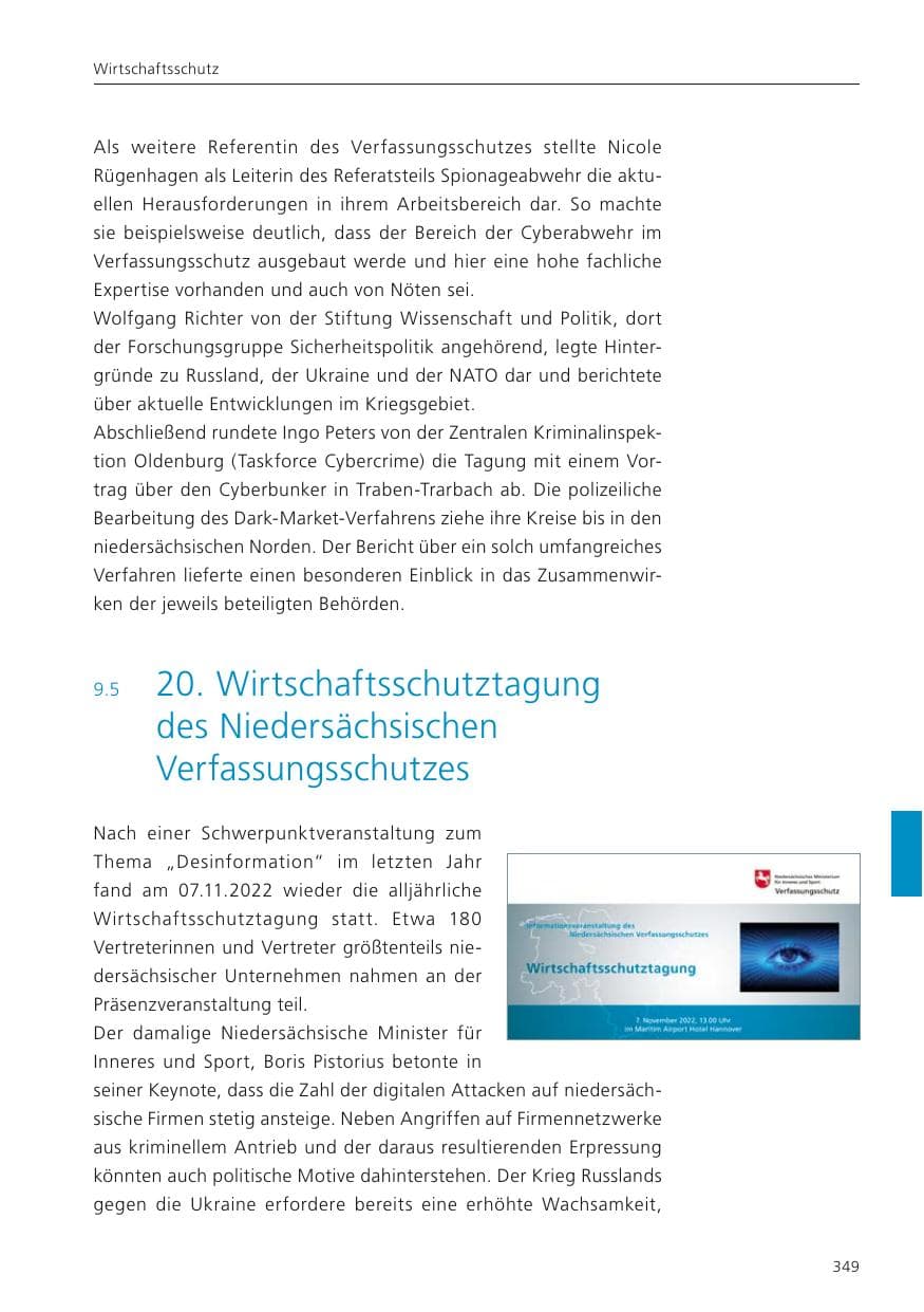 Seite 351 des Verfassungsschutzbericht 2022 Niedersachsen