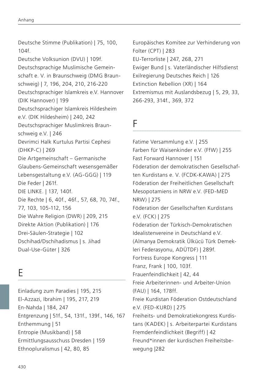Seite 432 des Verfassungsschutzbericht 2022 Niedersachsen