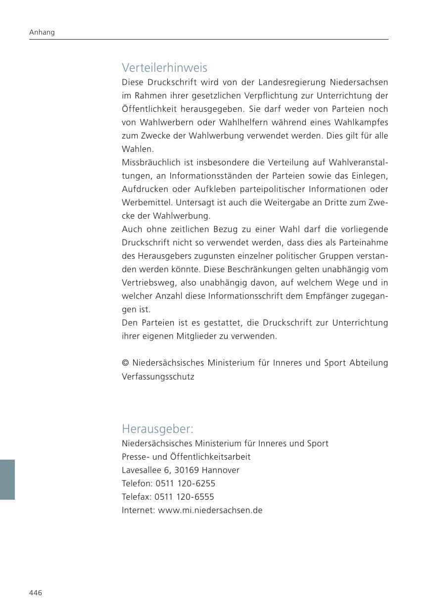 Seite 448 des Verfassungsschutzbericht 2022 Niedersachsen