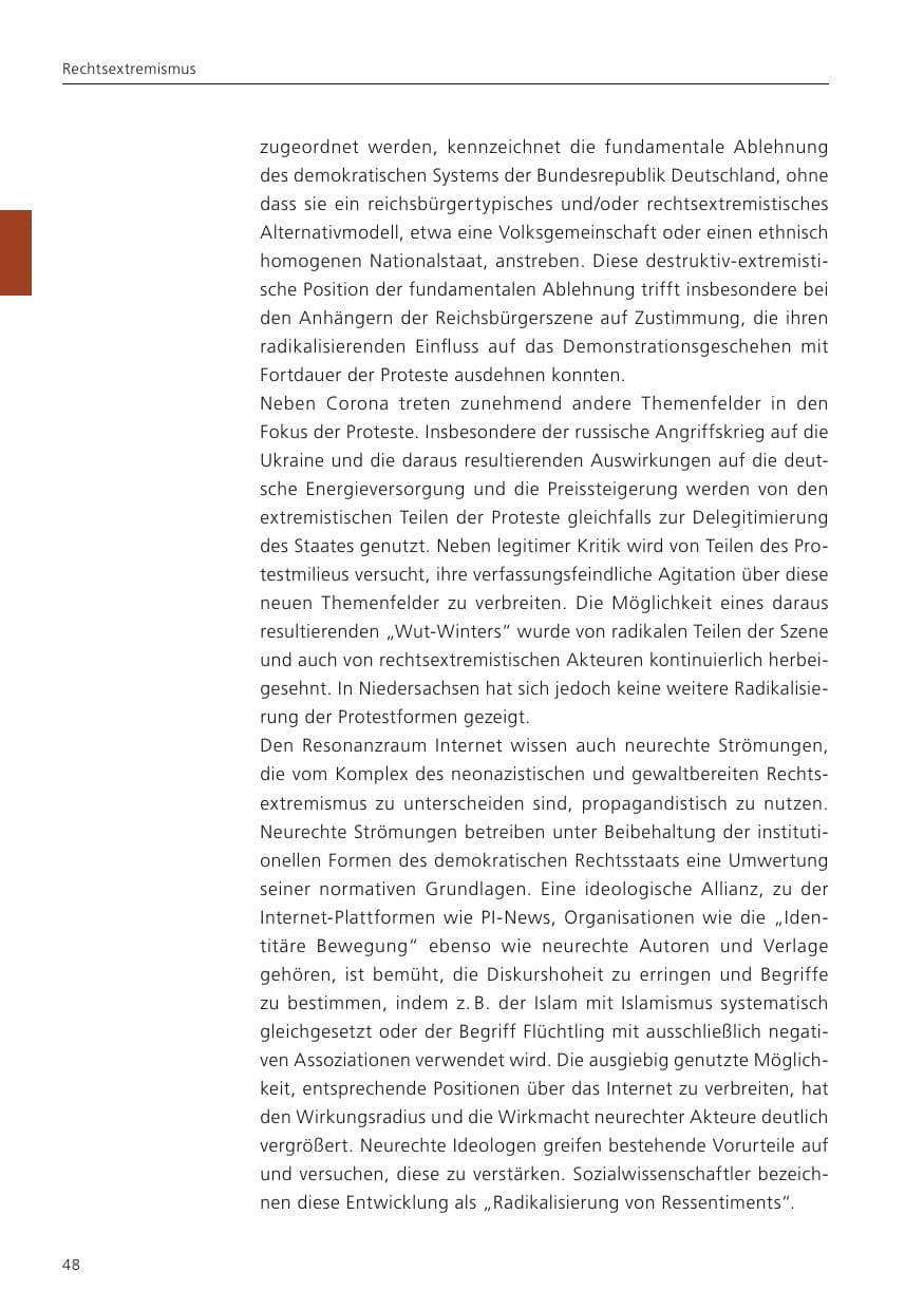 Seite 50 des Verfassungsschutzbericht 2022 Niedersachsen