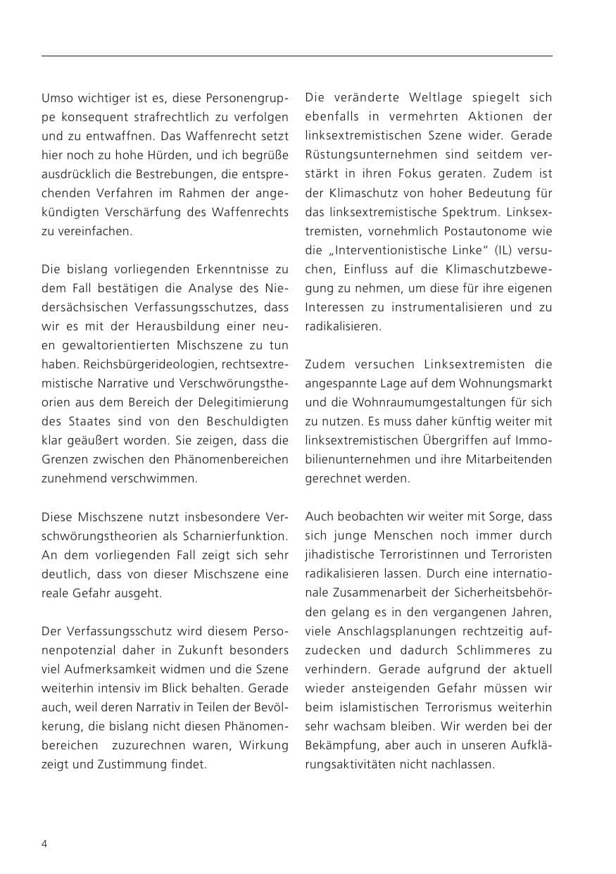 Seite 6 des Verfassungsschutzbericht 2022 Niedersachsen