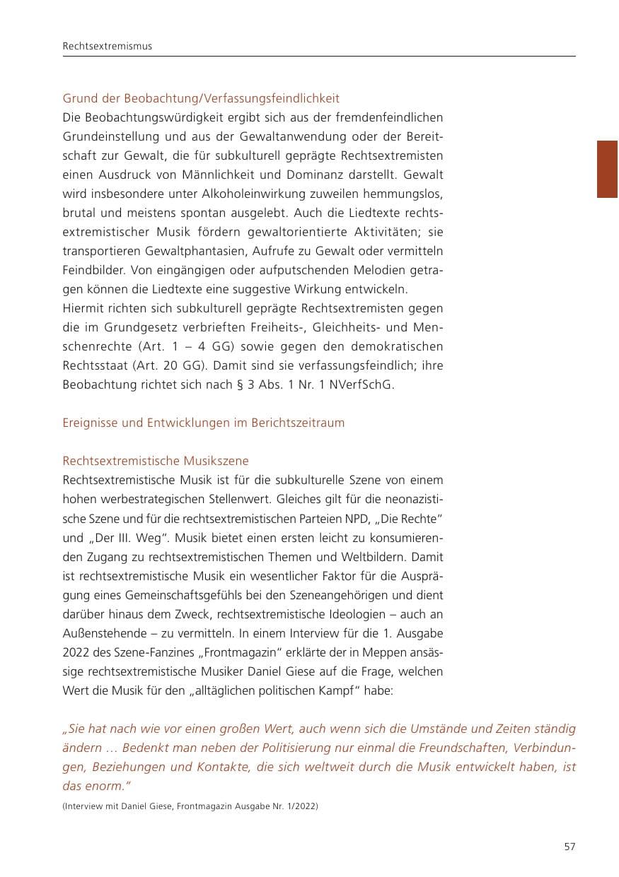 Seite 59 des Verfassungsschutzbericht 2022 Niedersachsen