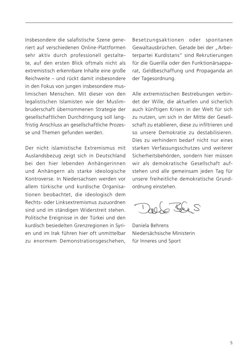 Seite 7 des Verfassungsschutzbericht 2022 Niedersachsen