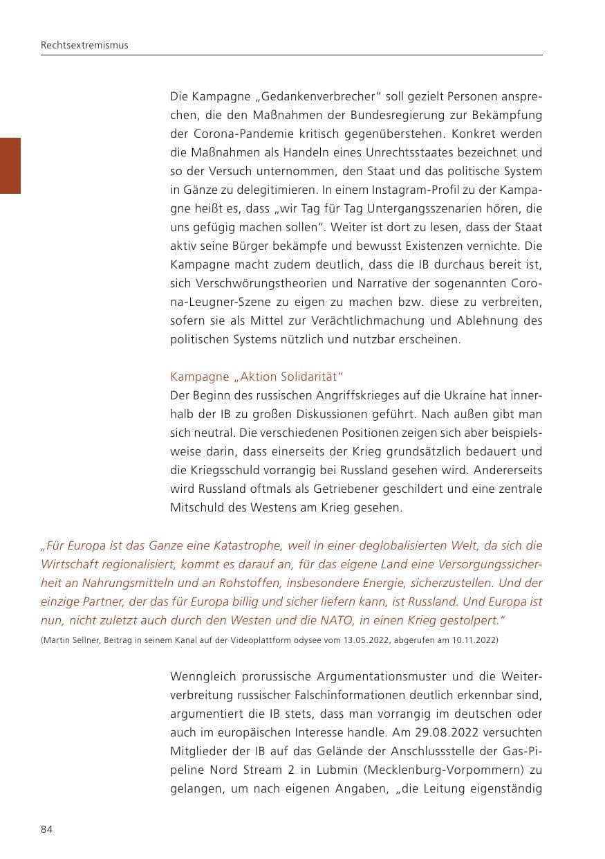 Seite 86 des Verfassungsschutzbericht 2022 Niedersachsen