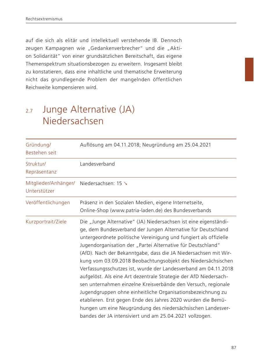 Seite 89 des Verfassungsschutzbericht 2022 Niedersachsen