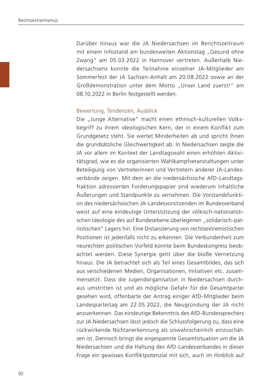 Seite 94 des Verfassungsschutzbericht 2022 Niedersachsen