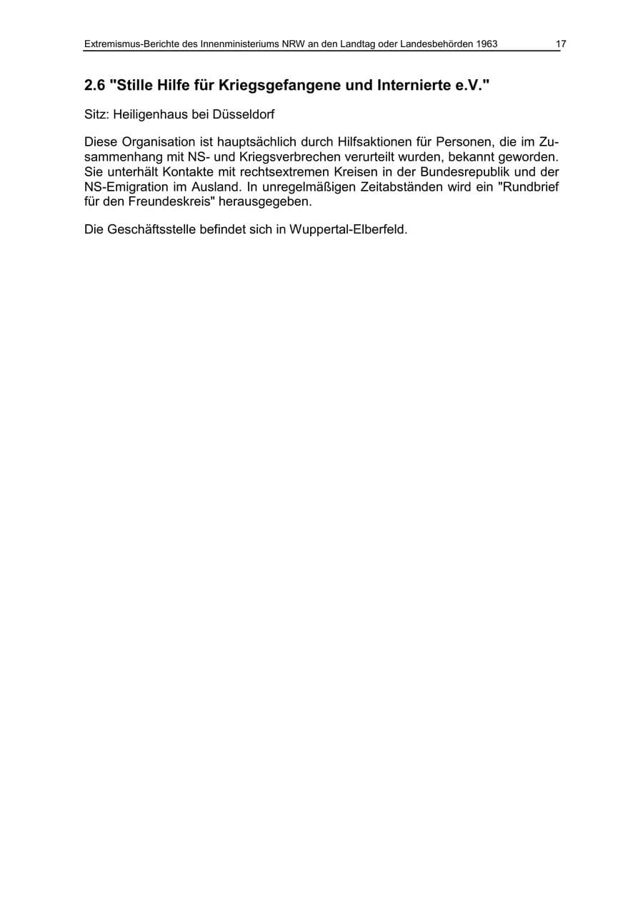 Seite 17 des Verfassungsschutzbericht 1963 Nordrhein-Westfalen