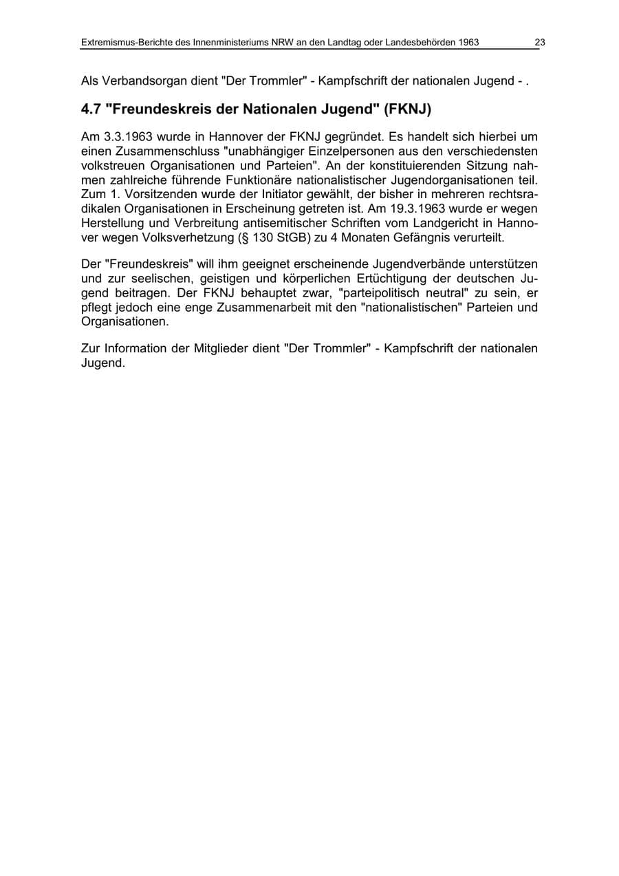 Seite 23 des Verfassungsschutzbericht 1963 Nordrhein-Westfalen