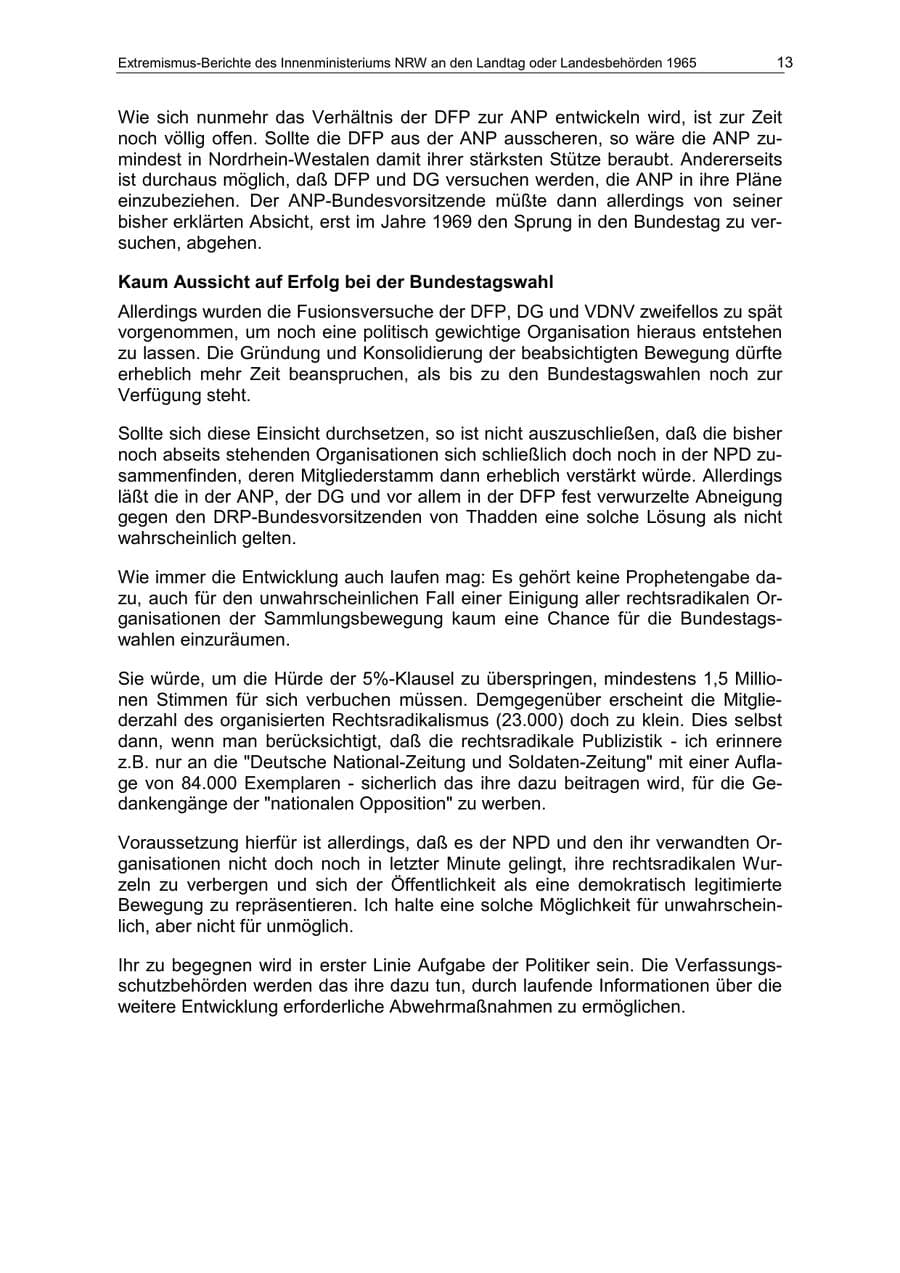 Seite 13 des Verfassungsschutzbericht 1965 Nordrhein-Westfalen