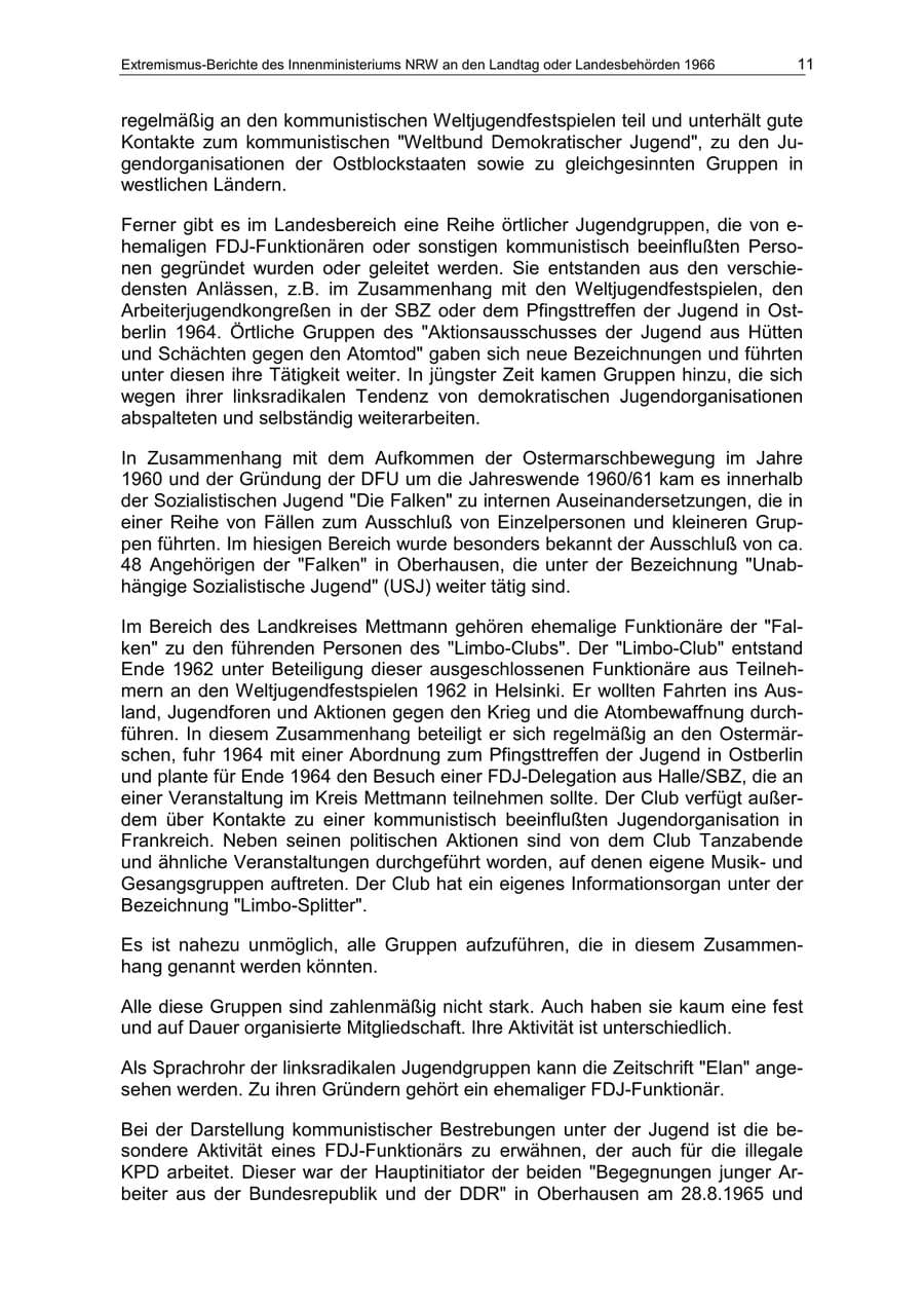 Seite 11 des Verfassungsschutzbericht 1966 Nordrhein-Westfalen
