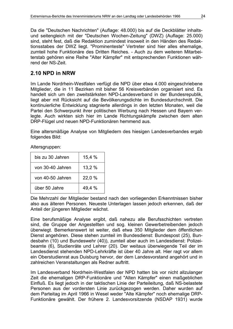 Seite 24 des Verfassungsschutzbericht 1966 Nordrhein-Westfalen