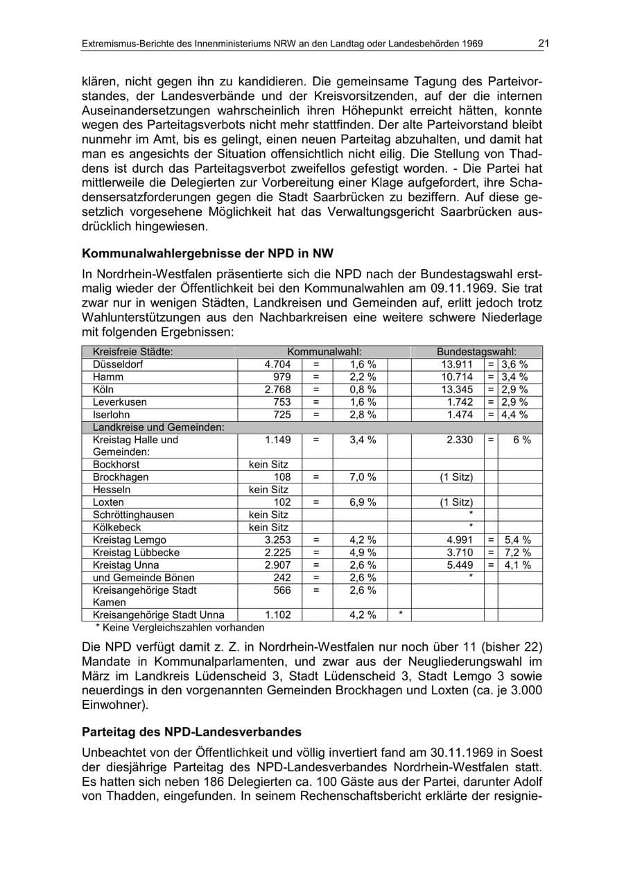 Seite 21 des Verfassungsschutzbericht 1969 Nordrhein-Westfalen