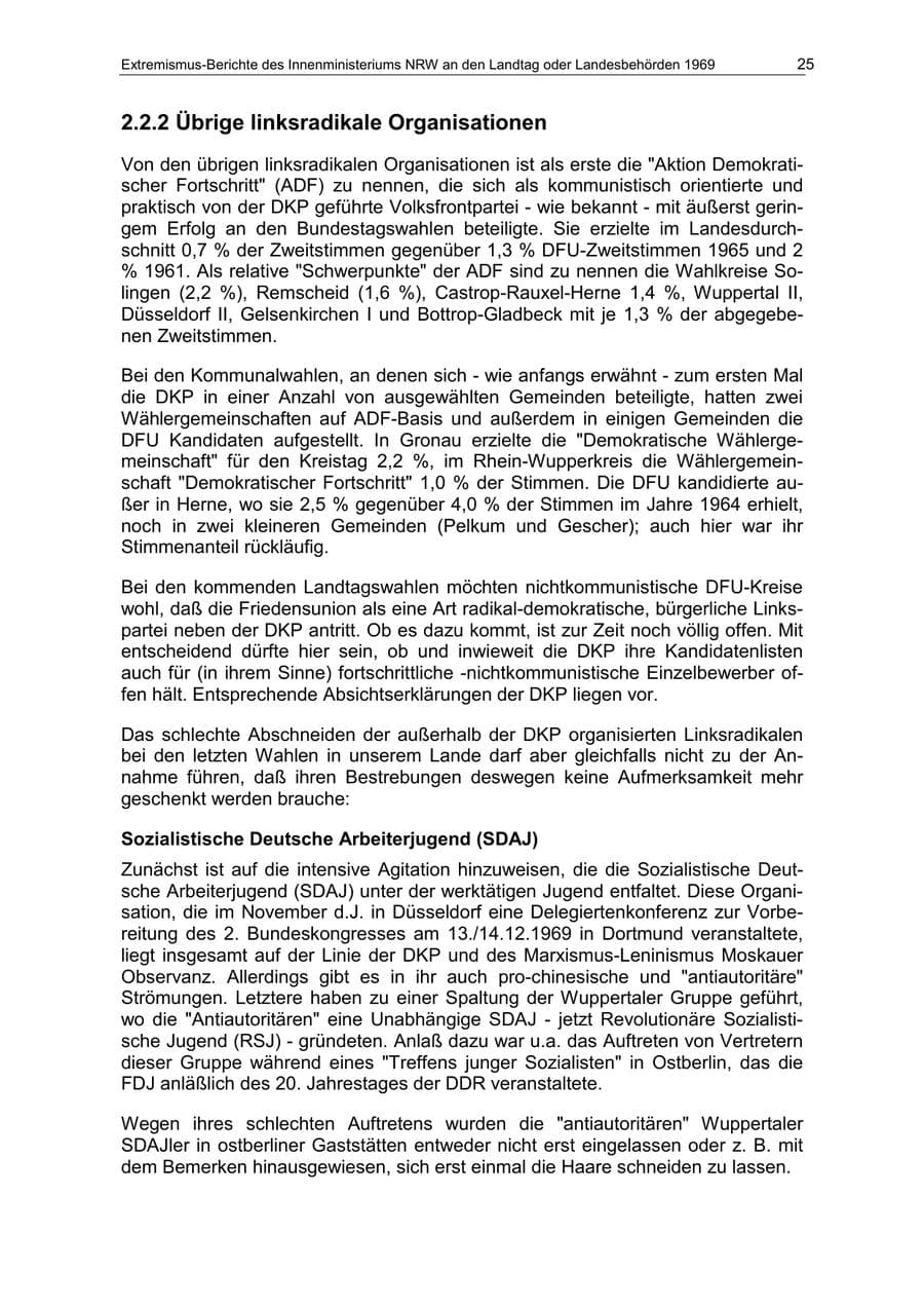 Seite 25 des Verfassungsschutzbericht 1969 Nordrhein-Westfalen